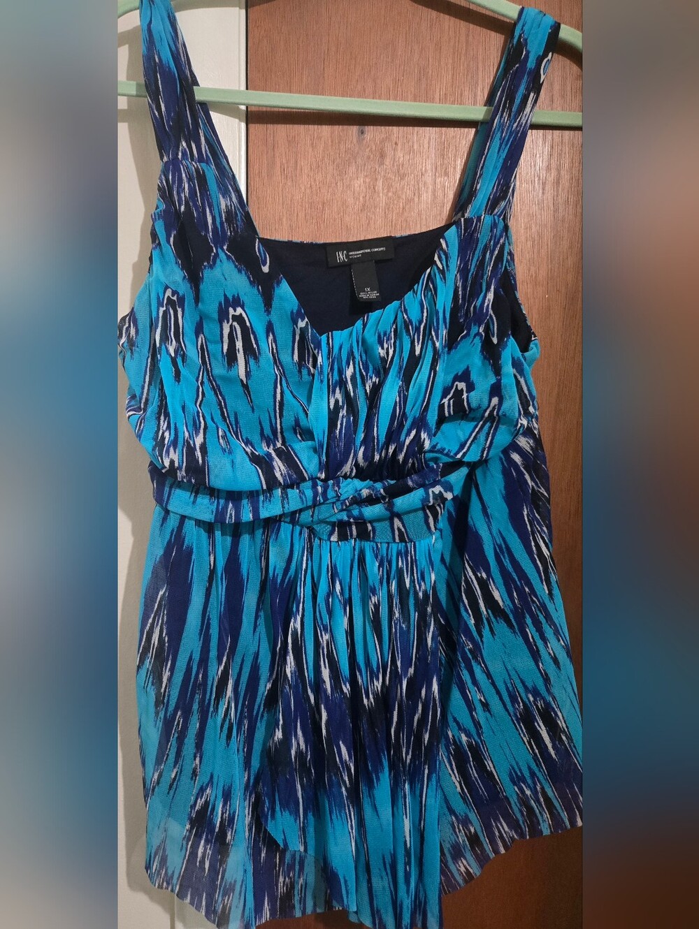 Inc EUC Blue Patterned Sleeveless Summer Tank Top